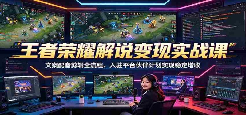 王者荣耀解说变现实战课：文案配音剪辑全流程，入驻平台伙伴计划实现稳定增收-OG资源站