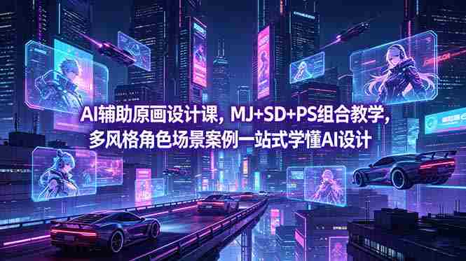 (18731期)AI辅助原画设计课,MJ+SD+PS组合教学,多风格角色场景案例一站式学懂AI设计-OG资源站
