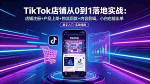 （18862期）TikTok店铺从0到1落地实战：店铺注册+产品上架+物流回款+内容剪辑，小白也能出单-OG资源站