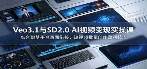 Veo3.1与SD2.0 AI视频变现实操课课：结合即梦平台画面衔接，短视频批量创作盈利技巧-OG资源站