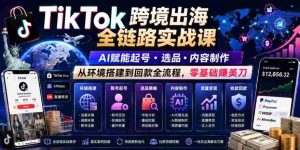 TikTok跨境出海全链路实战课，AI赋能起号・选品・内容制作，从环境搭建到回款全流程，零基础賺美刀-OG资源站