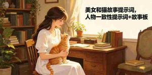 美女和猫故事提示词，人物一致性提示词+故事板-OG资源站