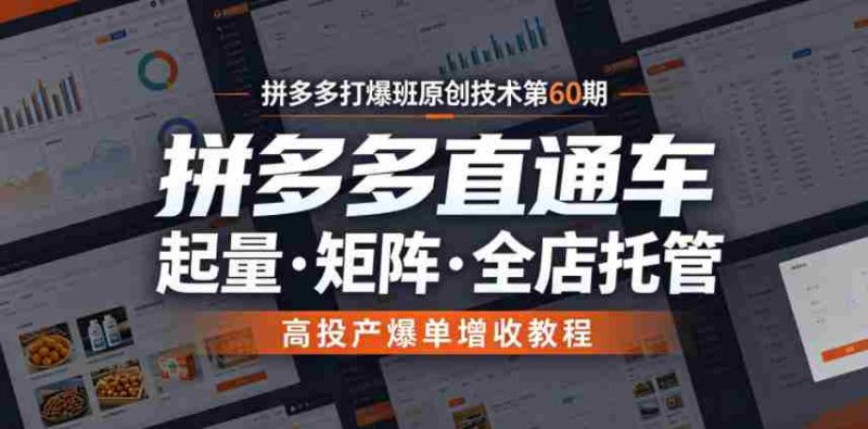 拼多多打爆班原创技术第60期，拼多多直通车，起量・矩阵・全店托管，高投产爆单增收教程-OG资源站