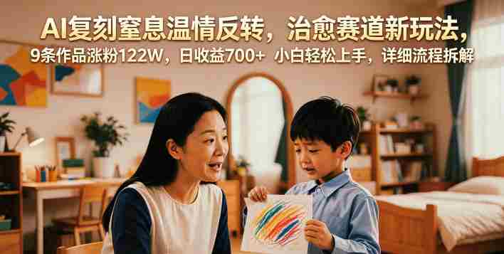 AI复刻窒息温情反转，治愈赛道新玩法，9条作品涨粉122W，日收益700+ 小白轻松上手，详细流程拆解-OG资源站