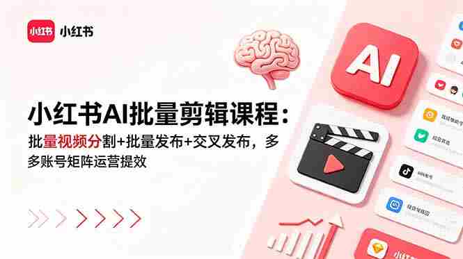 (18959期)小红书AI批量剪辑课程:批量视频分割+批量发布+交叉发布,多账号矩阵运营提效-OG资源站