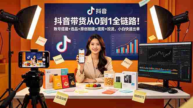 （18963期）抖音带货从0到1全链路！账号搭建+选品+原创拍摄+混剪+投流，小白快速出单-OG资源站