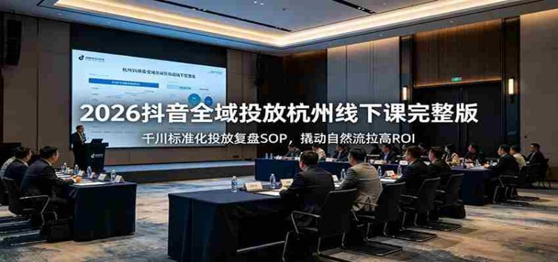 2026抖音全域投放杭州线下课完整版：千川标准化投放复盘SOP，撬动自然流拉高ROI-OG资源站