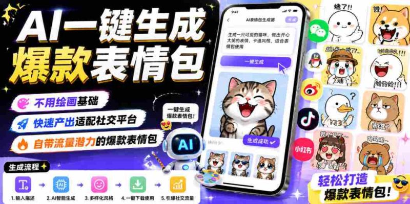 AI一键生成爆款表情包，不用绘画基础，快速产出适配社交平台，自带流量潜力的爆款表情包-OG资源站