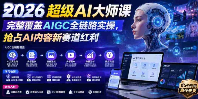 2026超级AI大师课,完整覆盖AIGC全链路实操,抢占AI内容新赛道红利-OG资源站