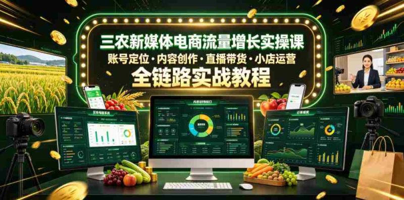 三农新媒体电商流量增长实操课，账号定位・内容创作・直播带货・小店运营，全链路实战教程-OG资源站