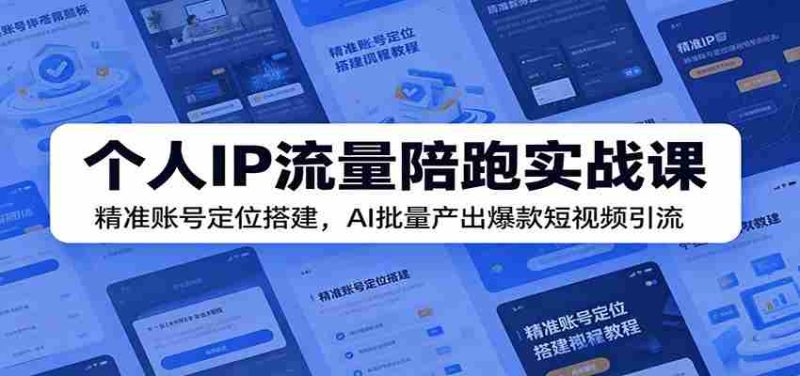个人IP流量陪跑实战课:精准账号定位搭建,AI批量产出爆款短视频引流-OG资源站