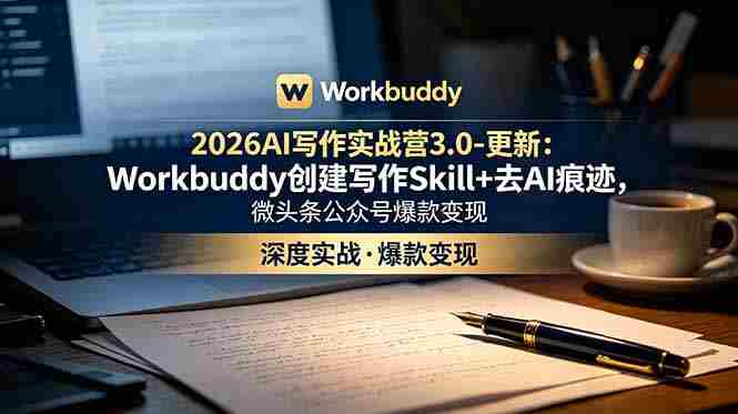 (18995期)2026AI写作实战营3.0-更新:Workbuddy创建写作Skill+去AI痕迹,微头条公众号爆款变现-OG资源站