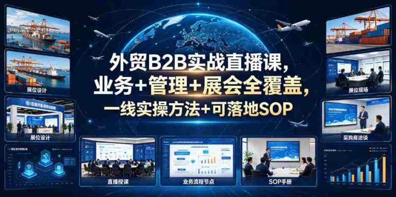 外贸B2B实战直播课,业务+管理+展会全覆盖,一线实操方法+可落地SOP-OG资源站