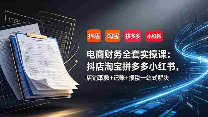 (19001期)电商财务全套实操课:抖店淘宝拼多多小红书,店铺取数+记账+报税一站式解决-OG资源站