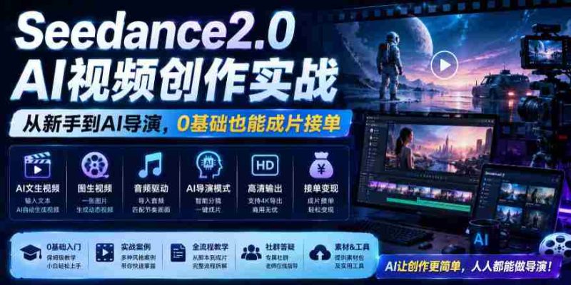 Seedance2.0 AI视频创作实战,从新手到AI导演,0基础也能成片接单变现-OG资源站
