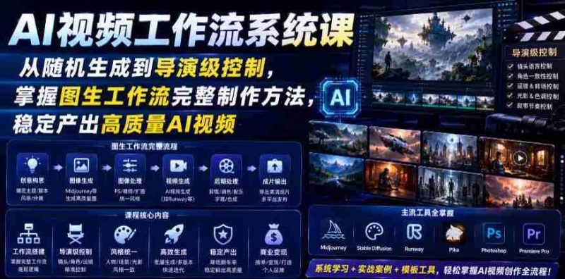 AI视频工作流系统课,从随机生成到导演级控制,掌握图生工作流完整制作方法,稳定产出高质量AI视频-OG资源站