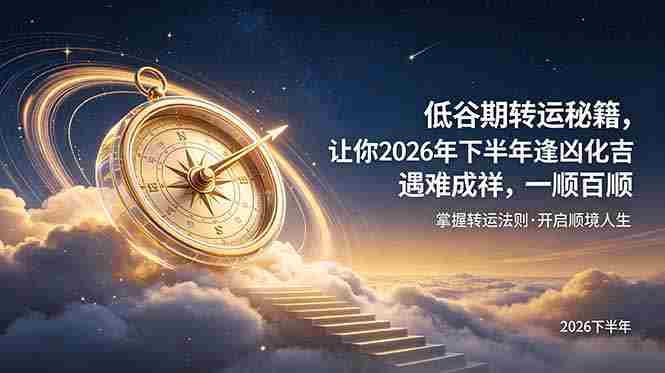 （19024期）付费文章：低谷期转运秘籍，让你2026年下半年逢凶化吉，遇难成祥，一顺百顺。-OG资源站