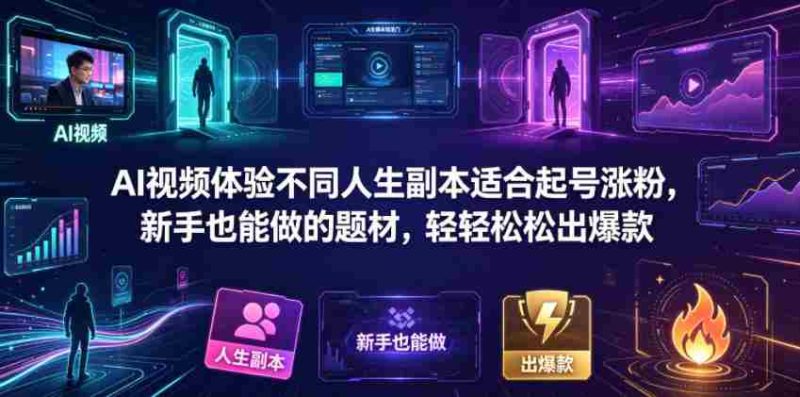 AI视频体验不同人生副本适合起号涨粉，新手也能做的题材，轻轻松松出爆款-OG资源站