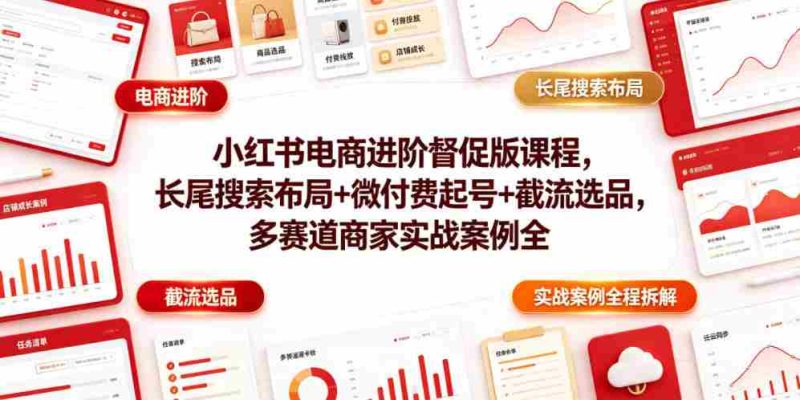 小红书电商进阶督促版课程,长尾搜索布局+微付费起号+截流选品,多赛道商家实战案例全程拆解-OG资源站
