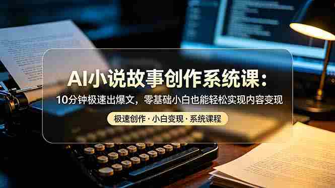 (19053期)AI小说故事创作系统课:10分钟极速出爆文,零基础小白也能轻松实现内容变现-OG资源站