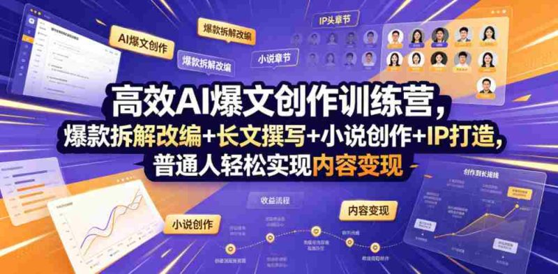 高效AI爆文创作训练营,爆款拆解改编+长文撰写+小说创作+IP打造,普通人轻松实现内容变现-OG资源站