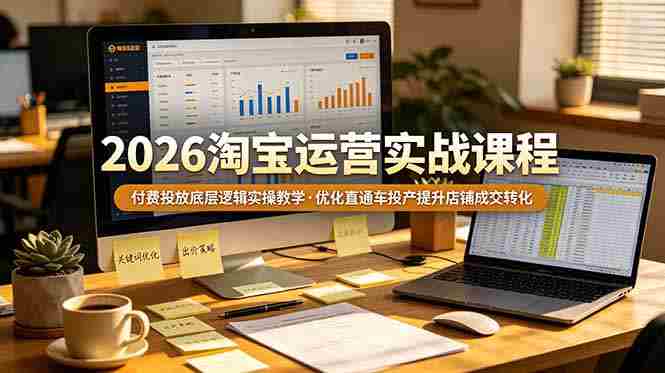 (19075期)2026 淘宝运营实战课程,付费投放底层逻辑实操教学,优化直通车投产提升店铺成交转化-OG资源站