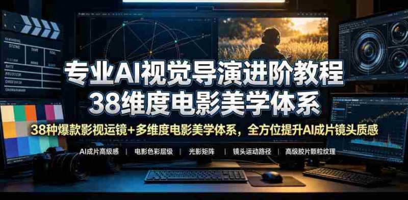 专业AI视觉导演进阶教程，38种爆款影视运镜+多维度电影美学体系，全方位提升AI成片高级感与镜头质感-OG资源站