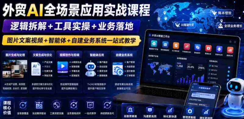 外贸AI全场景应用实战课程｜逻辑拆解+工具实操+业务落地，图片文案视频+智能体+自建业务系统一站式教学-OG资源站