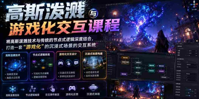 高斯泼溅与游戏化交互课程,将高斯泼溅技术与传统的节点式逻辑深度结合,打造一套“游戏化”的沉浸式场景的交互系统-OG资源站