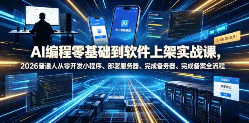 AI编程零基础到软件上架实战课,2026普通人从零开发小程序、部署服务器、完成备案全流程项目落地教程-OG资源站