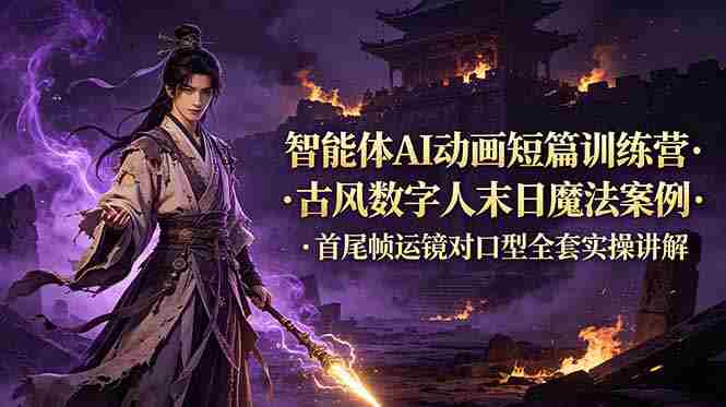 （19114期）智能体AI动画短篇训练营-更新，古风数字人末日魔法案例，首尾帧运镜对口型全套实操讲解-OG资源站