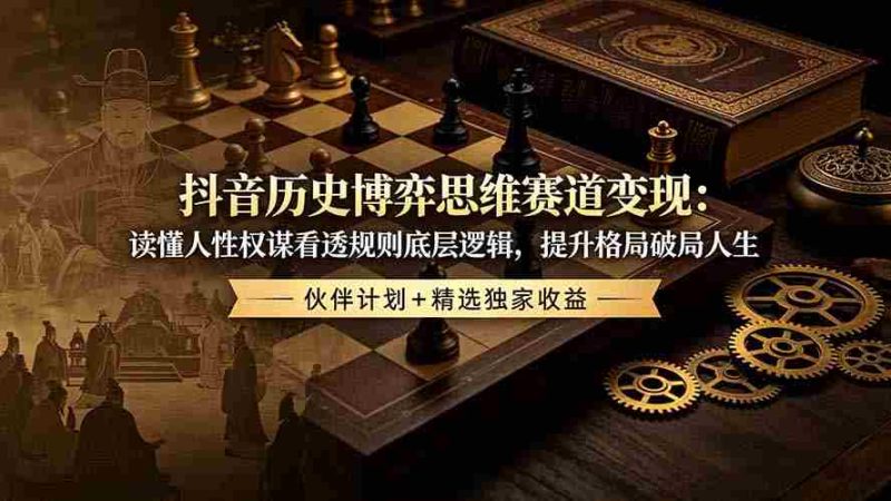 (19116期)抖音历史博弈思维赛道变现:读懂人性权谋看透规则底层逻辑,提升格局破局人生,伙伴计划+精选独家收益-OG资源站