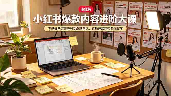 (19118期)小红书爆款内容进阶大课,零基础从定位养号到爆款笔记,直播开店完整变现教学-OG资源站