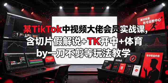 某TikTok中视频大佬会员实战课,含切片假解说+TK开中+体育by一刀不剪等玩法教学-OG资源站