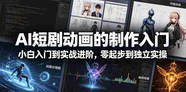 AI短剧动画的制作入门，小白入门到实战进阶，零起步到独立实操-OG资源站