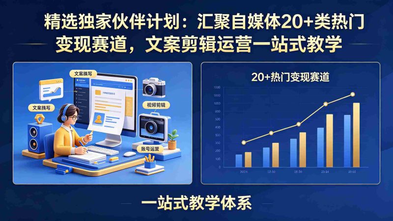 (18478期)精选独家伙伴计划:汇聚自媒体20+类热门变现赛道,文案剪辑运营一站式教学-OG资源站