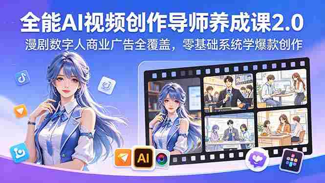 (18505期)全能AI视频创作导师养成课2.0,漫剧数字人商业广告全覆盖,零基础系统学爆款创作-OG资源站