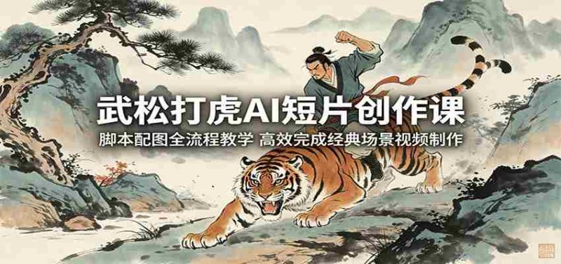 武松打虎AI短片创作课:脚本配图全流程教学,高效完成经典场景视频制作-OG资源站