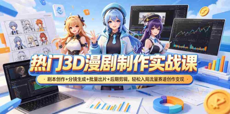 热门3D漫剧制作实战课，剧本创作+分镜生成+批量出片+后期剪辑，轻松入局流量赛道创作变现-OG资源站