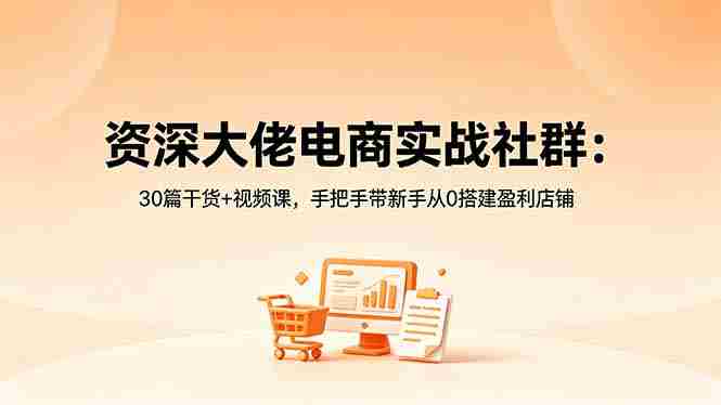 (18529期)资深大佬电商实战社群:30篇干货+视频课,手把手带新手从0搭建盈利店铺-OG资源站