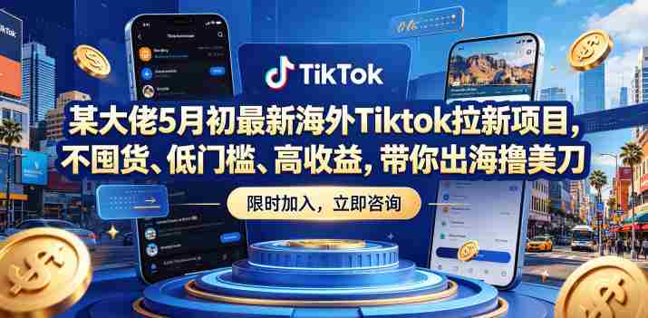 某大佬5月初最新海外Tiktok拉新项目，不囤货、低门槛、高收益，带你出海撸美刀-OG资源站