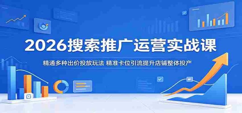 2026搜索推广运营实战课:精通多种出价投放玩法,精准卡位引流提升店铺整体投产-OG资源站