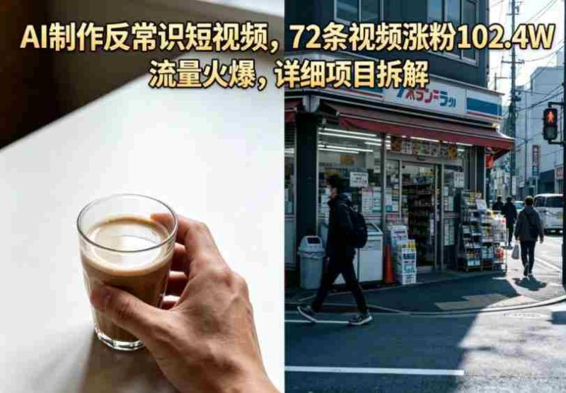AI制作反常识短视频，72条视频涨粉102.4W，流量火爆，详细项目拆解-OG资源站