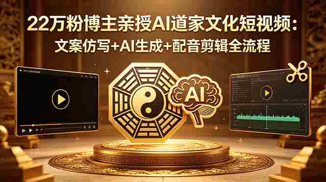 （18580期）22万粉博主亲授AI道家文化短视频：文案仿写+AI生成+配音剪辑全流程-OG资源站