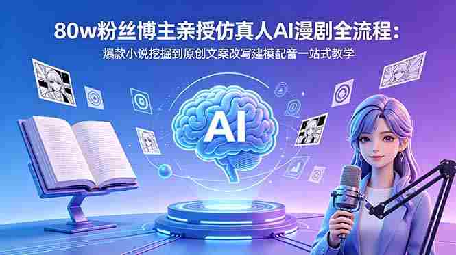 (18581期)80w粉丝博主亲授仿真人AI漫剧全流程:爆款小说挖掘到原创文案改写建模配音一站式教学-OG资源站