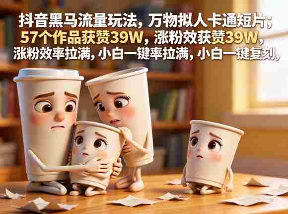 抖音黑马流量玩法，万物拟人卡通短片，57个作品获赞39W，涨粉效率拉满，小白一键复刻，保姆级拆解-OG资源站