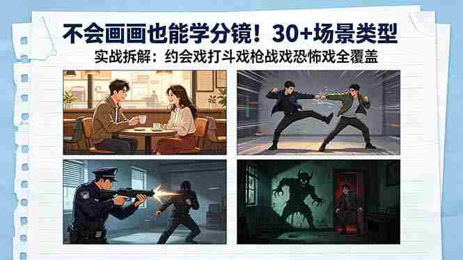 (18591期)不会画画也能学分镜!30+场景类型实战拆解:约会戏打斗戏枪战戏恐怖戏全覆盖-OG资源站