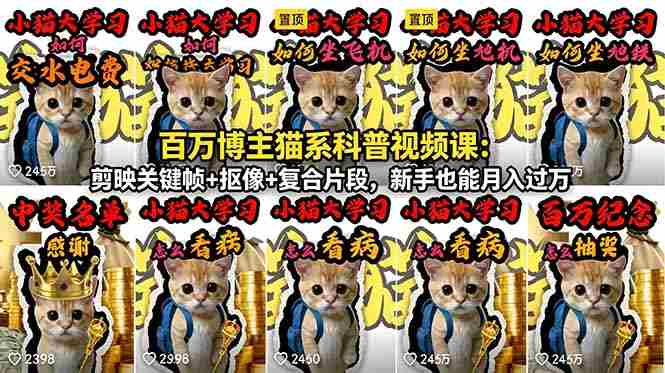 (18595期)百万博主猫系科普视频课:剪映关键帧+抠像+复合片段,新手也能月入过万-OG资源站