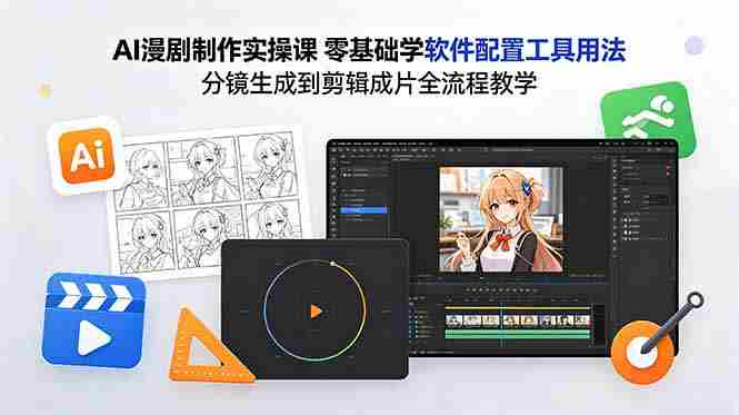 （18605期）AI漫剧制作实操课 零基础学软件配置工具用法 分镜生成到剪辑成片全流程教学-OG资源站