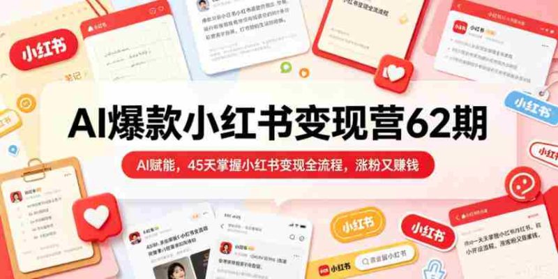 AI爆款小红书变现营62期2026年5月，AI赋能，45天掌握小红书变现全流程，涨粉又賺钱-OG资源站